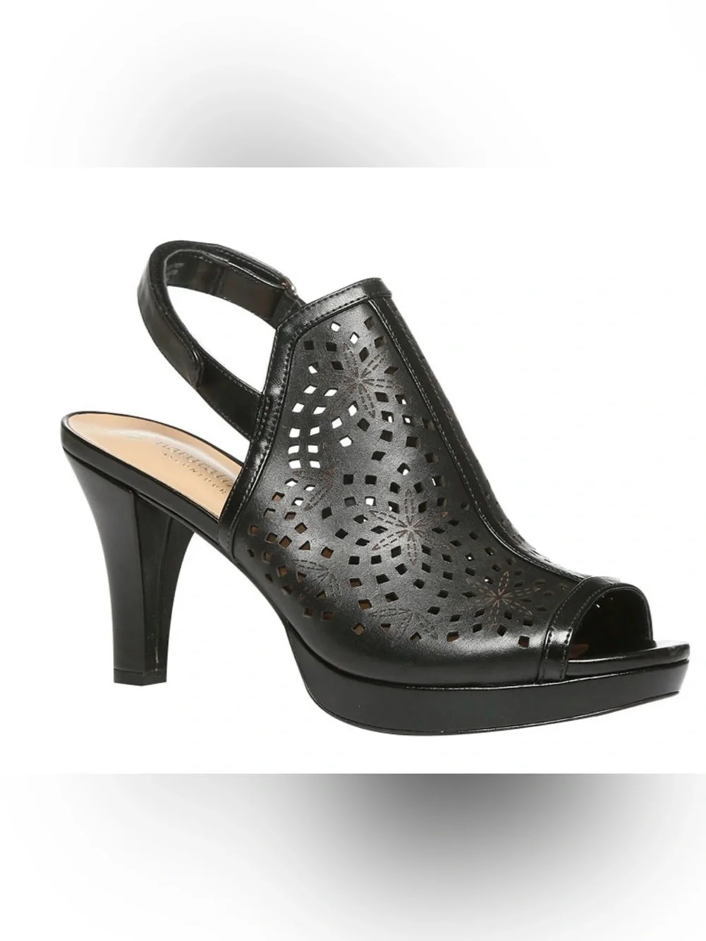 Naturalizer Paige Women’s Black Perforated Peep-Toe Slingback Heels 8.5M